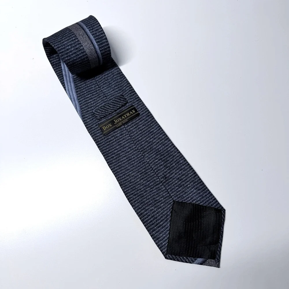 Don Jonathan Blue‎ Gray Striped Necktie Retro Executive Office Core Power Tie